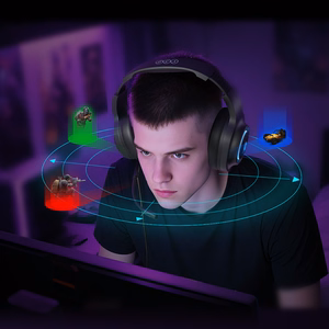 QCY V200 Pro Laidinės Žaidimų Ausinės su 7.1 Garsu ir Nuimamu Mikrofonu - Juodos
