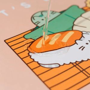 Pusheen Sushi Roll XXL PU odos žaidimų ir stalo kilimėlis, 60 × 35 cm