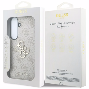 Guess Leather 4G Metal Logo dėklas Samsung Galaxy S26 FE – rožinis