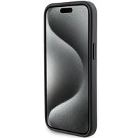 Guess dėklas telefonui su stovu Grip Stand 4G Triangle Strass iPhone 15 - juodas