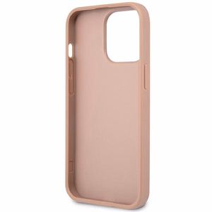 Guess GUHCP14XPSATLP iPhone 14 Pro Max 6.7" rožinis kietasis dėklas Saffiano Triangle Logo