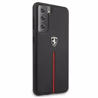 Ferrari FEOSIHCS21MBK S21+ G996 juodas juodas kietasis dėklas Off Track Leather Nylon Stripe