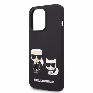 Karl Lagerfeld KLHMP14LSSKCK iPhone 14 Pro 6.1 "kietasis dėklas juodas / juodas skystas silikoninis Karl & Choupette MagSafe