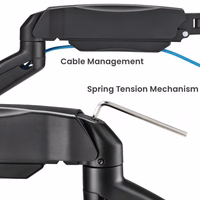 Dviejų 17”-32” monitorių spyruoklinis sieninis laikiklis, juodas