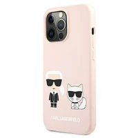 Karl Lagerfeld Silikoninis Ikonik Karl&Choupette Magnetinis dėklas iPhone 13 Pro Max - šviesiai rožinė