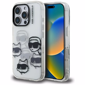 Karl Lagerfeld IML daugiaspalvis K&C galvos raštas dėklas iPhone 16 Pro Max - permatomas