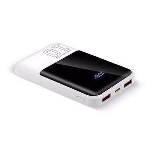 Powerbank 10 000mAh, 2x USB, 1x USB-C 22,5W, QC4+, LCD screen, white