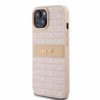 DKNY Odinis mono juosta ir metalinis logotipas dėklas telefonui iPhone 15 / 14 / 13 - rožinis
