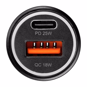 Automobilinis įkroviklis BLUE STAR 3A 25W Type C + USB A + kabelis Type C į Type C PD QC3.0 AFC PPS juodas