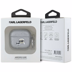 Karl Lagerfeld Monograma Karl & Choupette galvos dėklas AirPods 4 - sidabrinė