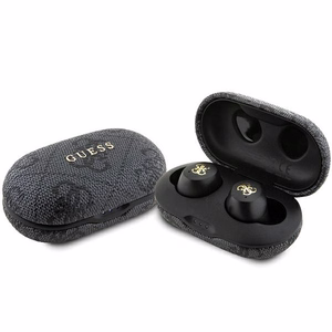 Guess Bluetooth ausinės GUTWSP4EGK TWS ENC 4G PU METAL LOGO juodos