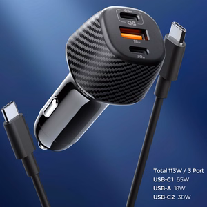 "Spigen Essential EV1133" 3 prievadų automobilinis įkroviklis - juodas