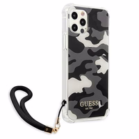 Guess GUHCP12MKSARBK iPhone 12/12 Pro 6.1" juodas/juodas kietas dėklas Camo kolekcija