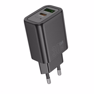 Įkroviklis telefonui Hoco USB A + USB C QC3.0 PD 3A 30W N63 juodas