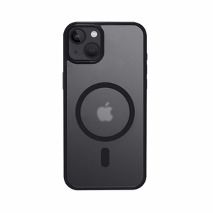 Crong Hybrid Frost MAG Cover dėklas, skirtas iPhone 15 Plus, suderinamas su MagSafe, juodas