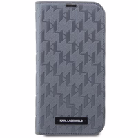 Karl Lagerfeld KLBKP14LSAKLHPG iPhone 14 Pro 6.1" knygos dėklas sidabrinis/sidabrinis Saffiano Monogram