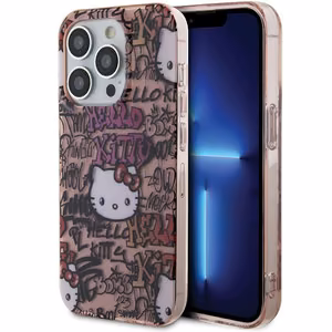 Hello Kitty IML Tags Graffiti dėklas telefonui iPhone 15 Pro - rožinė