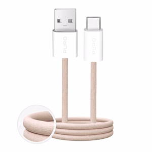 Puro Fabrik 10W pintas kabelis USB-A - USB-C 1.5m - smėlinis