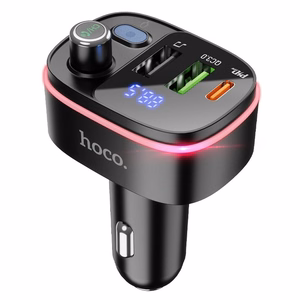 Automobilis bluetooth siųstuvas Hoco 2 x USB A + USB C QC3.0 PD 20W E62 juodas