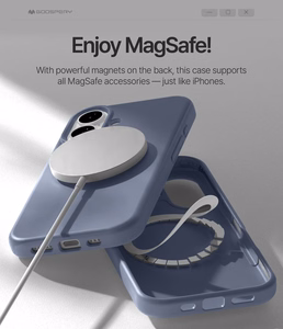 Mercury Pure Magsafe silikoninis dėklas Apple iPhone 16e/17e levandų pilkas