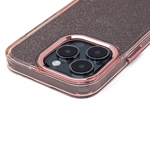 Blizgus dėklas telefonui iPhone 16 Pro - rožinis su blizgučiais