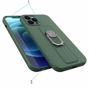 Žiedinis dėklas silikoninis dėklas su piršto laikikliu ir pagrindu Samsung Galaxy S22 Ultra raudonas