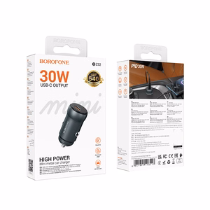 "Borofone" automobilinis įkroviklis BZ32 Fresh - C tipo - PD 30W pilkas