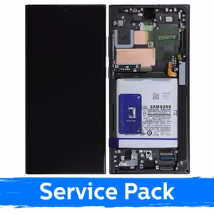 LCD Ekranas Samsung S918 S23 Ultra su rėmeliu / Phantom Juodas (Raudonas)(Grafito) / (Service Pack) +SU BATERIJA