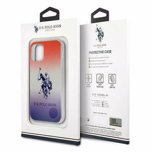 US Polo Assn. Gradient Pattern Collection dėklas, skirtas iPhone 12 mini, raudonas / mėlynas