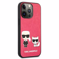 Karl Lagerfeld Ikonik Karl&Choupette dėklas iPhone 13 Pro / iPhone 13 - fuksijos spalvos
