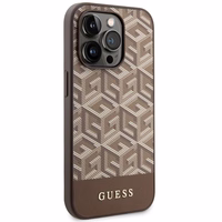 Guess GUHMP14XHGCFSEW iPhone 14 Pro Max 6.7" rudas/rudas kietas dėklas GCube Stripes MagSafe