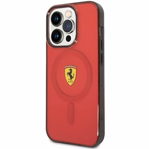 Ferrari FEHMP14XURKR iPhone 14 Pro Max 6.7" raudonas kietas dėklas telefonui pusiau permatomas magnetinis (MagSafe)