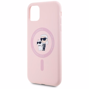 Karl Lagerfeld silikoninis Karl&Choupette Magnetinis dėklas telefonui iPhone 11 - rožinis