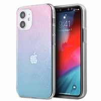 Guess GUHCP12S3D4GGBP iPhone 12 mini 5.4" mėlyna-rožinė/mėlyna ir rožinė kietas dėklas 4G 3D rašto kolekcija