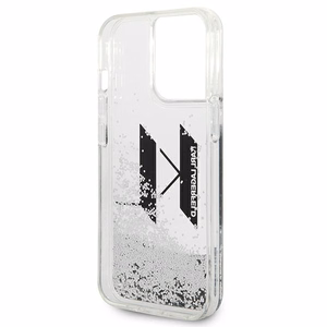 Karl Lagerfeld Liquid Glitter Big KL dėklas telefonui iPhone 14 Pro - sidabrinis
