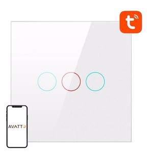 Išmanusis šviesos jungiklis ZigBee Avatto LZTS02-EU-W3 3 kryptys be neutralaus TUYA (baltas)