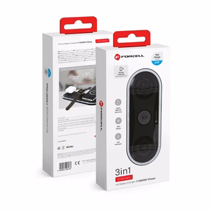 FORCELL F-ENERGY Ellipse belaidis įkroviklis 3in1 suderinamas su Apple Qi QC 15W juodas