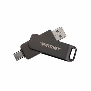 USB atmintinė PATRIOT Rage R550 128GB 100 MB/S USB A+C sukamasis dizainas (PE128GR550DSAD) juoda