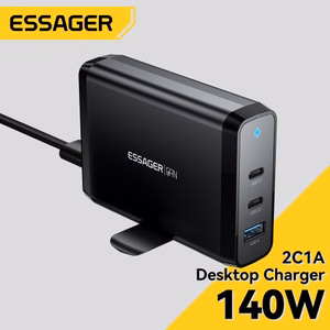 Įkroviklis Essager Peak 2 Juodas 140W (2xPD / QC3.0)