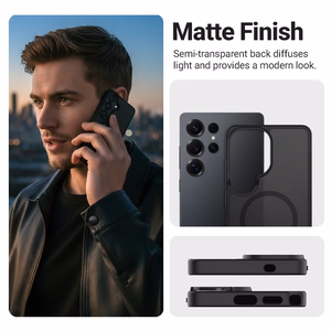 Crong Hybrid Matte Magnetic MagSafe dėklas, skirtas Samsung Galaxy S26 Ultra, pilkas