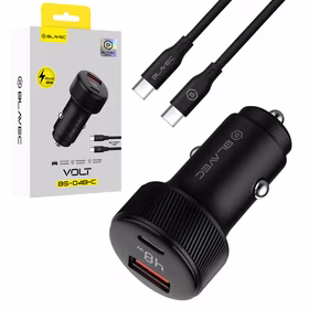 Blavec Car charger BS-04B-C Volt - USB + Type C - QC 3.0 18W PD 30W with Type C to Type C cable (CCBS04BCV-UCB) black