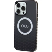 Audi IML Magnetinis dėklas su dideliu logotipu telefonui iPhone 15 Pro Max - juodas