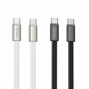 Plokščias kabelis USB C į USB C Hoco 3A 60W 1 m X125 juodas