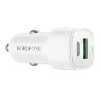Borofone Car charger BZ34B Cloud - USB + Type C - QC 3.0 PD 38W white