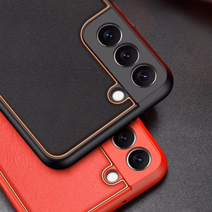 Dux Ducis Yolo elegantiškas dėklas iš ekologiškos odos Samsung Galaxy S22 + (S22 Plus) raudonas