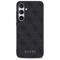Guess GUHCS24FEG4GFGR S24 FE S721 pilkas/pilkas kietas dėklas 4G Metalinis Auksinis Logotipas