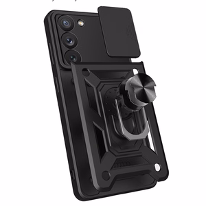 Dėklas telefonui Samsung Galaxy S23+ su kameros dangteliu - raudonas