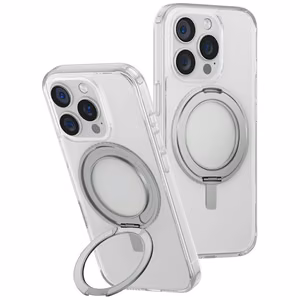 Uniq Swivix 360 sukamas stovas dėklas telefonui iPhone 16 Pro - skaidrus