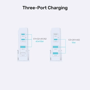 GaN tinklo įkroviklis - Unitek P1228ABK01-EU | 70W 2x USB-C 2x USB-A