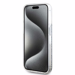 Karl Lagerfeld Skystas blizgutis Karl Head Magnetinis dėklas telefonui iPhone 15 Pro – permatomas